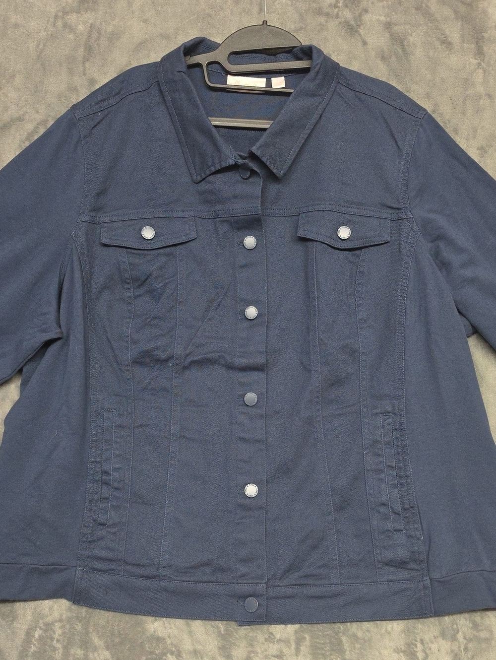 Belle by Kim Gravel Navy Button-Front Jean Jacket Sz 3X